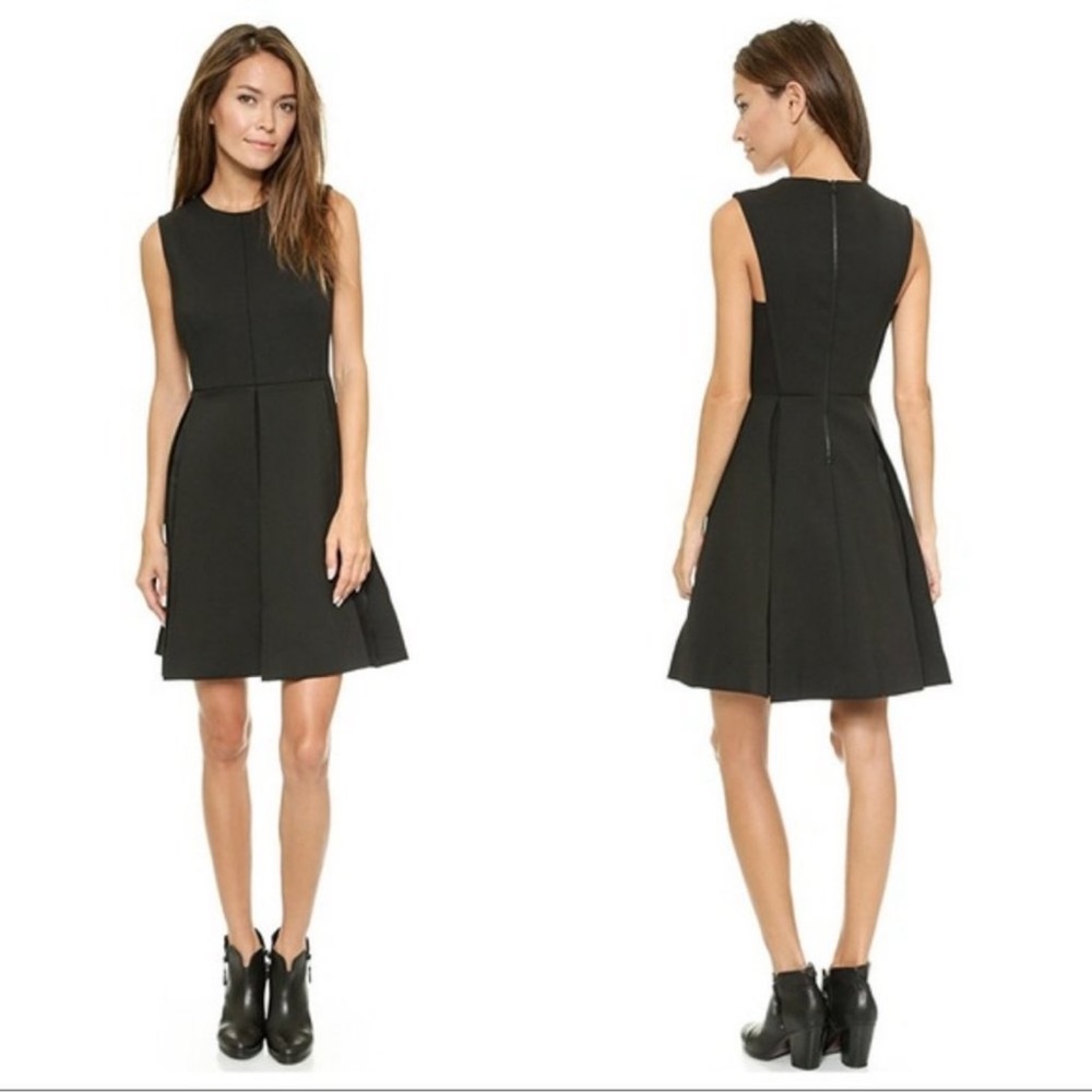 Rag & Bone Black Lea Pleated Fit & Flare Dress